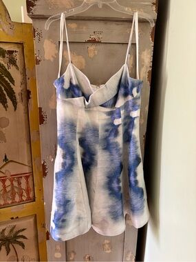Blue & White Tie-Dye dress with Spaghetti Straps
